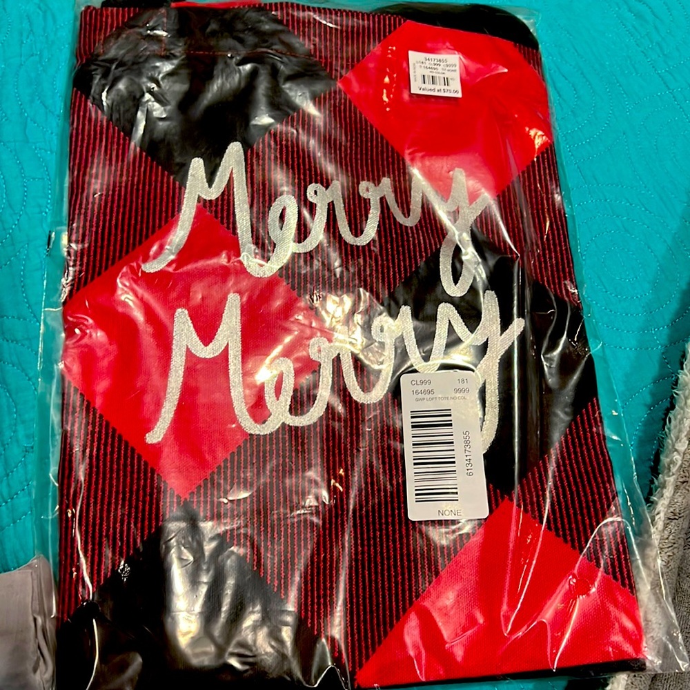 Oversized Loft Christmas “Merry” Holiday Tote